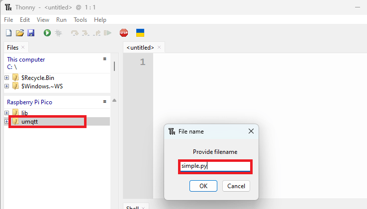 Thonny IDE Creating umqtt file