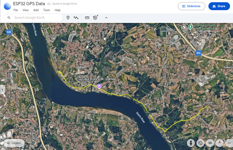 ESP32 Display path on Google Earth