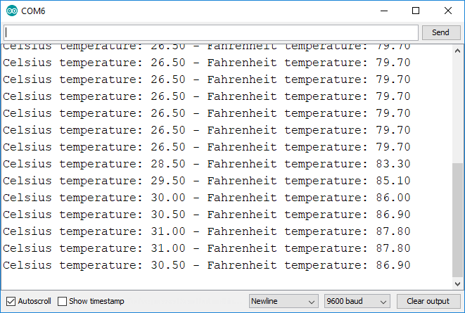DS18B20 Temperature readings in Arduino IDE Serial Monitor