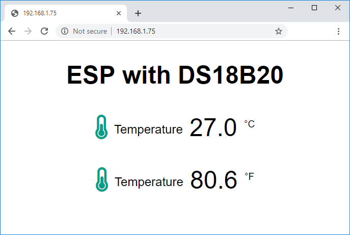 ESP8266 Web Server with DS18B20 OneWire Temperature Sensor Arduino IDE