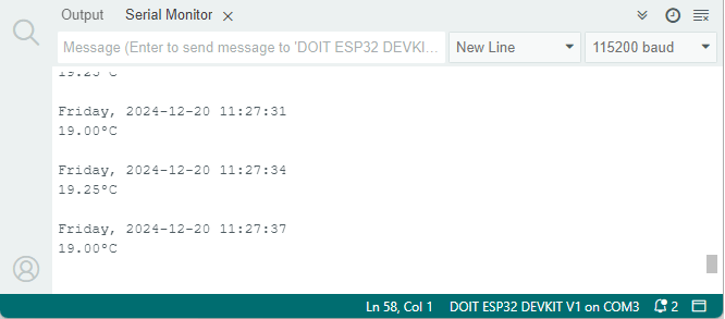 ESP32 DS3231 Set and Get Time and Temperature