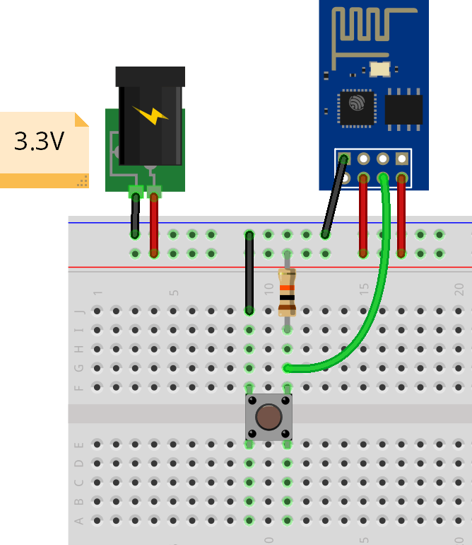 MicroPython ESP-01 NodeMCU External Wake Up deep sleep Circuit schematic