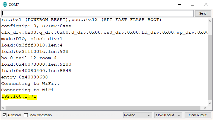 ESP32 ESP8266 IP Address Serial Monitor