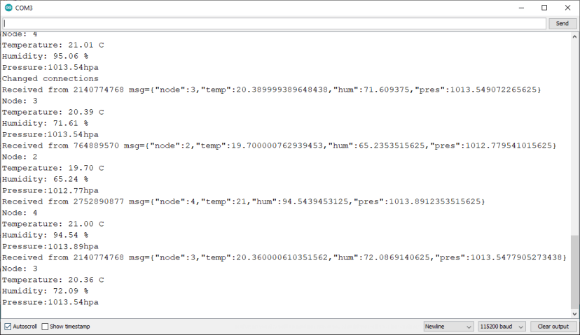ESP-MESH Exchange BME280 Sensor Readings ESP32 ESP8266 Serial Monitor f