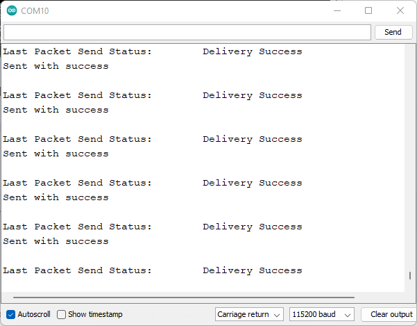 ESP-NOW Sender Encrypted Messages Delivery Success Serial Monitor