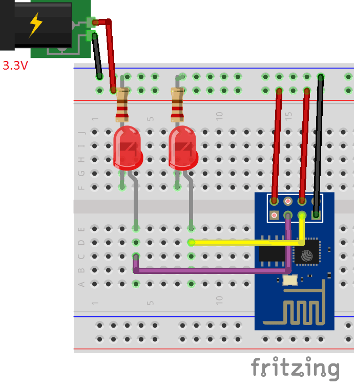 ESP-01 Schematic Control LEDs Web Server