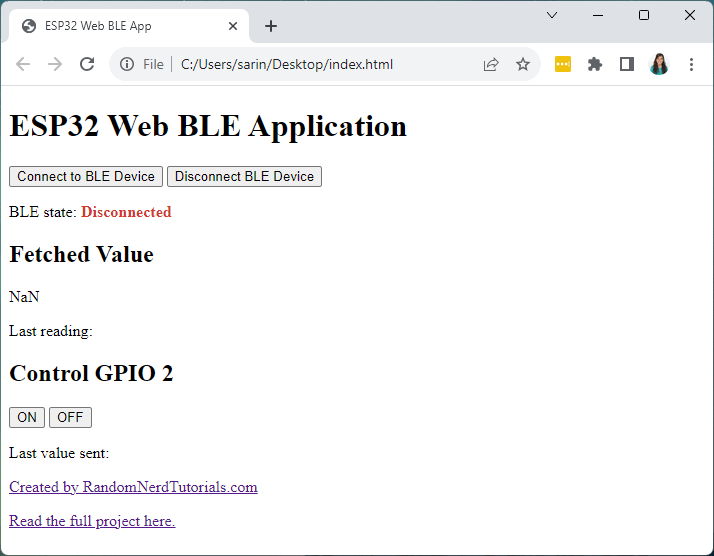 ESP32 Web BLE Application