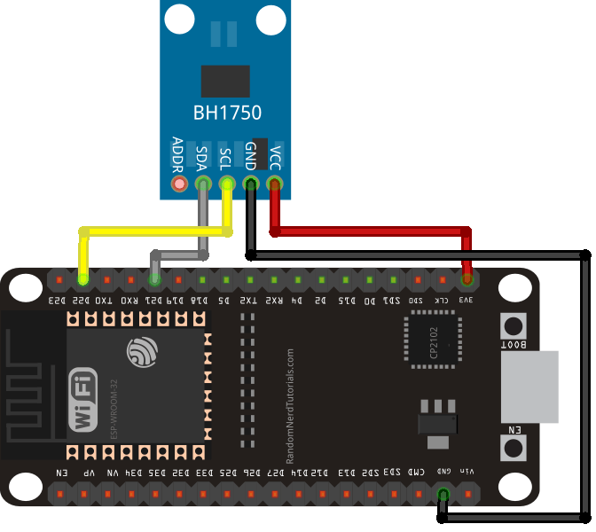 ESP32 BH1750 Wiring Diagram Circuit