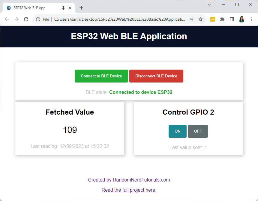 ESP32 Web BLE App