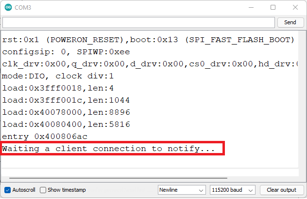 ESP32 BLE Server Starts Serial Monitor