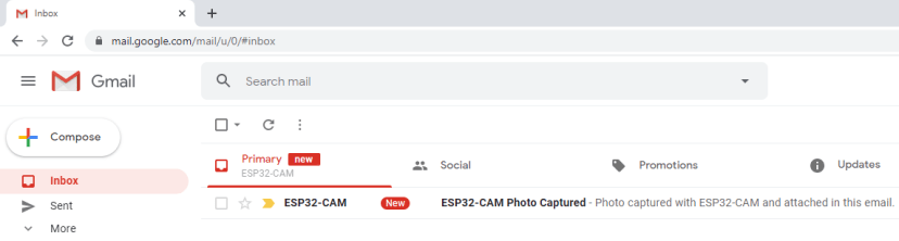 ESP32 CAM Email with Photo Received Inbox