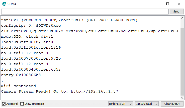 ESP32-CAM Getting IP Address Serial Monitor