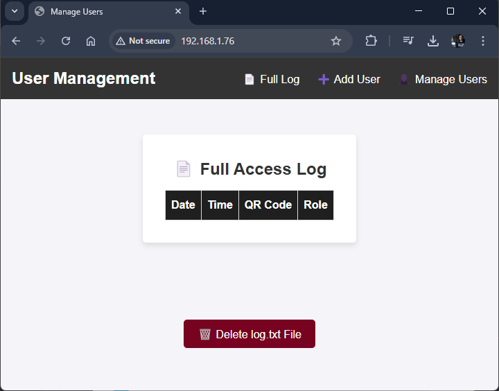 ESP32-CAM QR Code Reader Web Server Check Full Log table