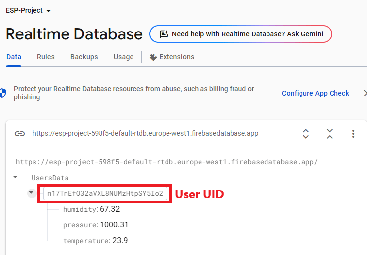 ESP32 Sensor Readings on Firebase Realtime Database