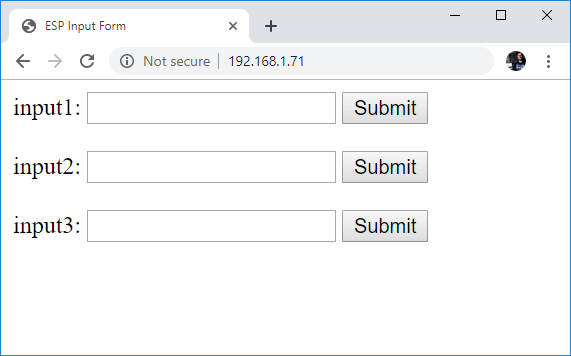 ESP32 ESP8266 HTML Form 3 Input Fields and Save data to ESP using Arduino IDE