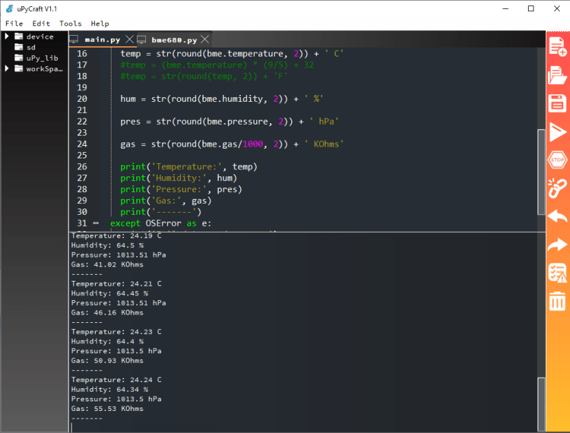 BME680 Sensor Read Temperature, Humidity, Pressure, and Gas Air Quality