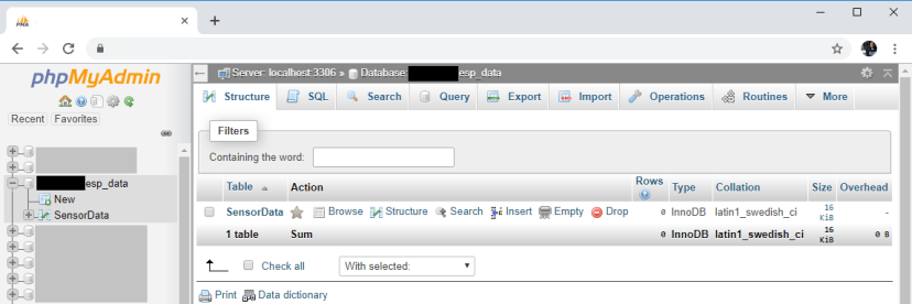 ESP32 ESP8266 PHPMyAdmin View SQL Database