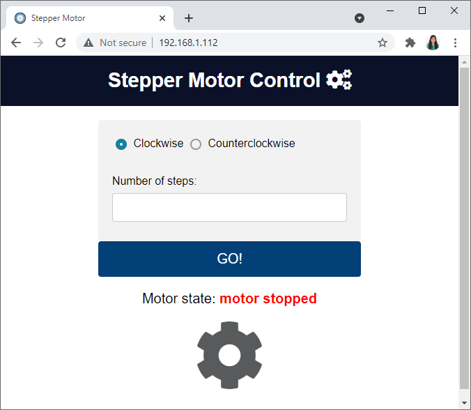 Stepper Motor control ESP32 Web Server Demonstration