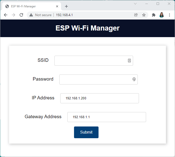 ESP32 ESP8266 Wi-Fi Manager Fields