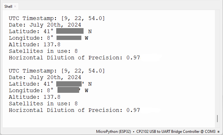 ESP32 with NEO-6M Get GPS data with MicroPython Demonstration