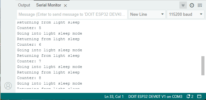 ESP32 light sleep with external wake-up
