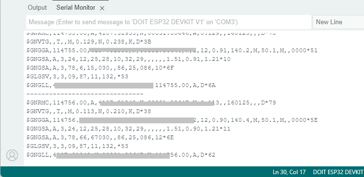 Getting Raw GPS Data with ESP32 and NEO-M8N