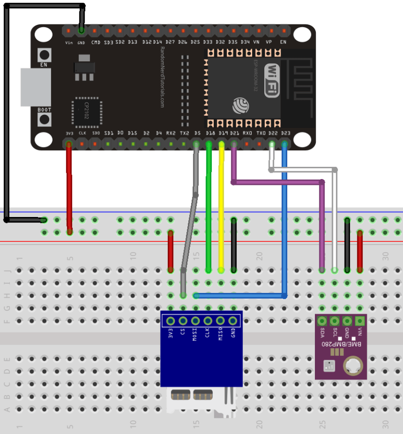 ESP32 microSD card BME280 circuit diagram schematic