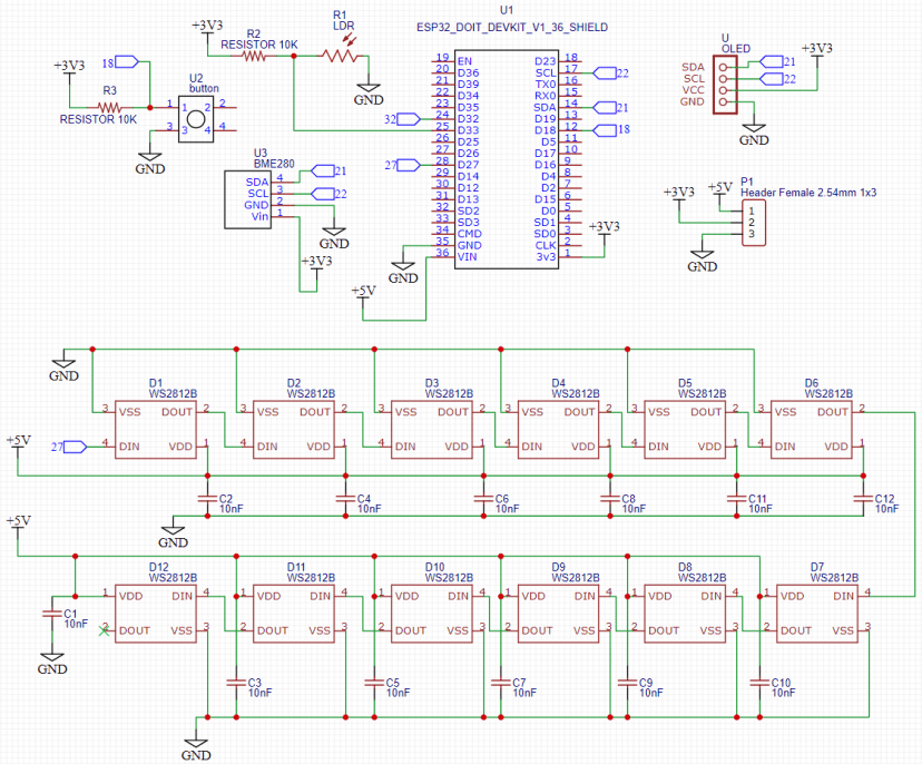 ESP32 Weather Station Interface PCB Schematic Diagram Wiring Circuit