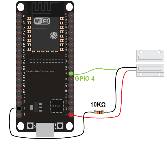 Schematic ESP8266 NodeMCU with Reed Switch wiring circuit diagram