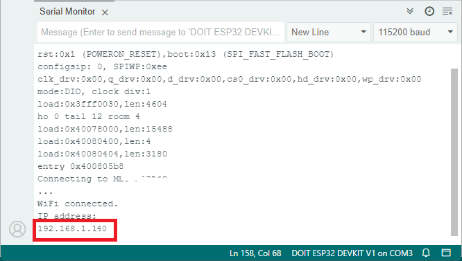 Getting ESP32 Web Server IP address