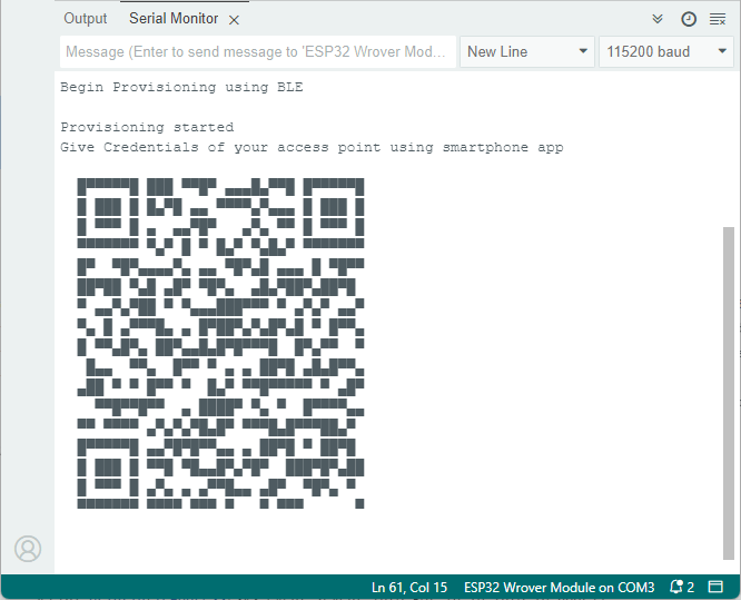 ESP32 Start Wi-Fi Provisioning via BLE Serial Monitor