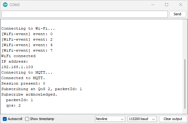 ESP32 subscribing to MQTT topic successful