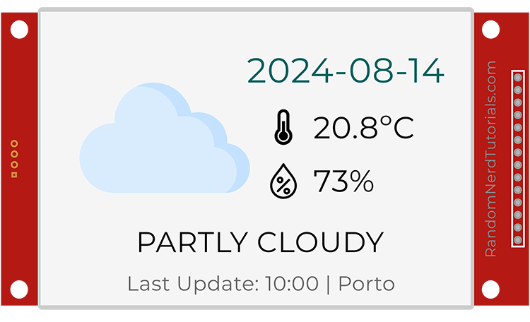 ESP32 TFT Screen LVGL Weather Station Description Demonstration Touchscreen Partly Cloudy
