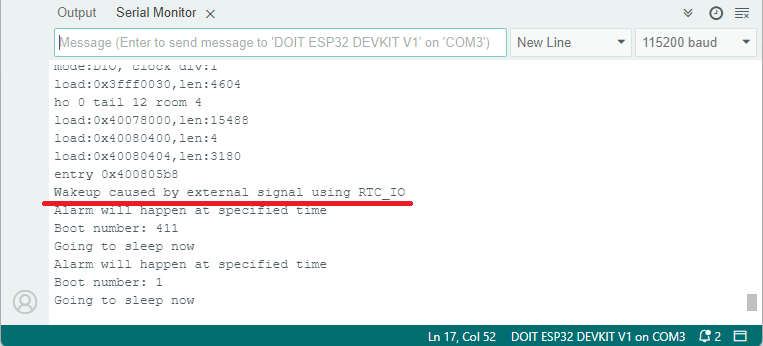 ESP32 Wake-Up Using External Alarm from DS3231 RTC Module