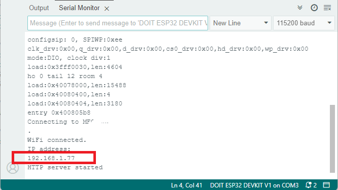 ESP32 Web Server - Get IP address on Serial Monitor
