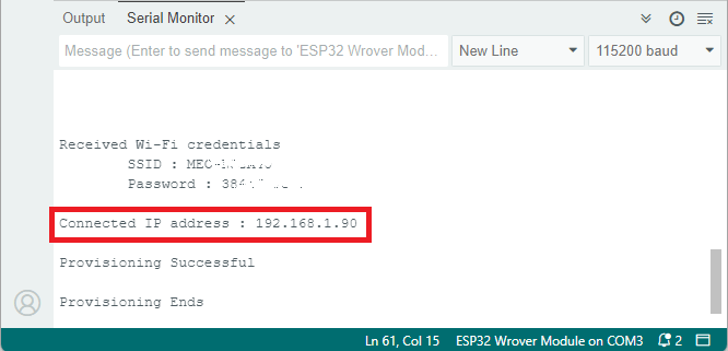 ESP32 WiFi Provisioning Successful Serial Monitor