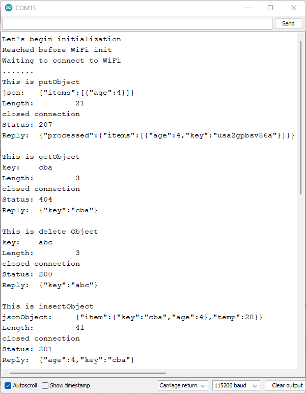 ESP32 with Deta Base Serial Monitor Demonstration