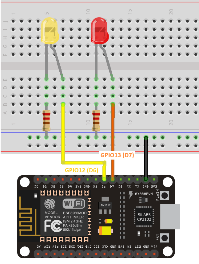 ESP8266 blink two LEDs at different frequencies with micropython