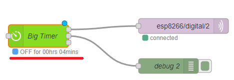 Big Timer Node-RED Flow how long it will be off