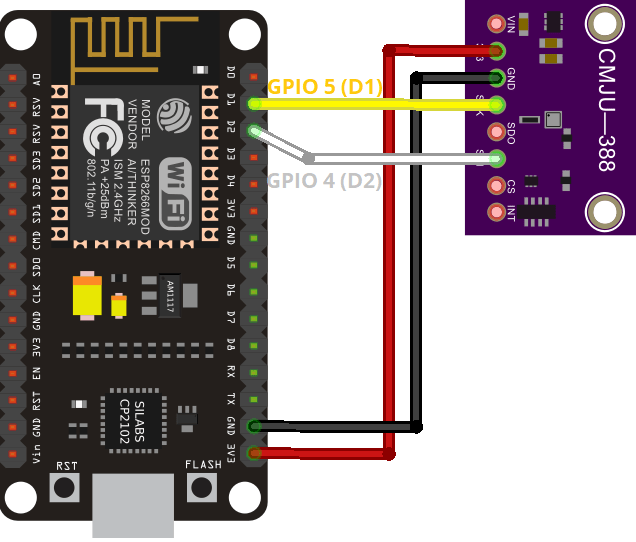 ESP8266 BMP388 Wiring Circuit Diagram I2C with Arduino