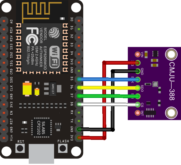 ESP8266 BMP388 Wiring Circuit Diagram SPI with Arduino