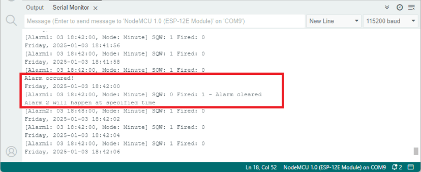 ESP32 with DS3231 RTC Module - Triggering Alarms