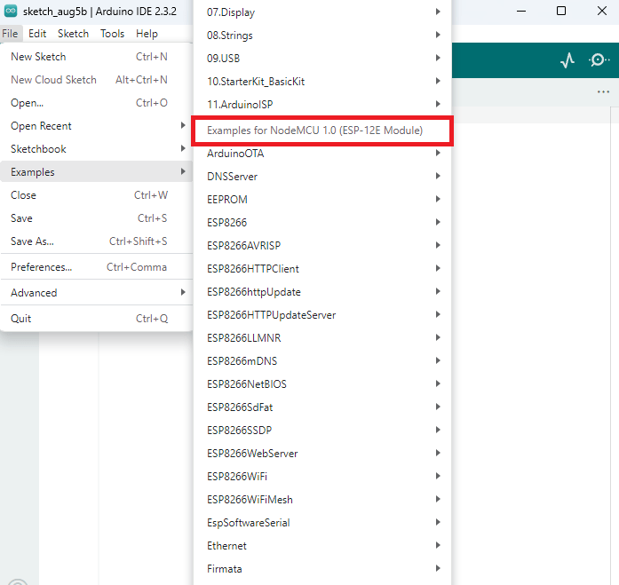 ESP8266 Examples Arduino IDE