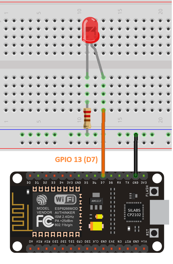 ESP8266 Blink an LED with a Timer (MicroPython) Circuit