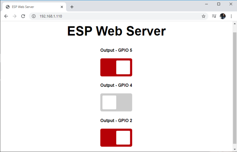 ESP8266 NodeMCU Async Web Server Web Browser Switch Buttons
