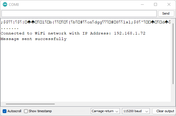 ESP8266 Send Message to WhatsApp Serial Monitor