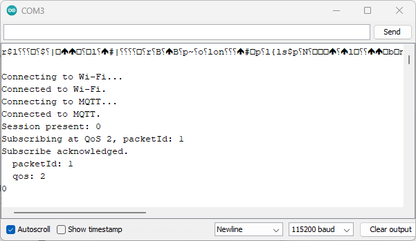 ESP8266 subscribe to MQTT topic Serial Monitor