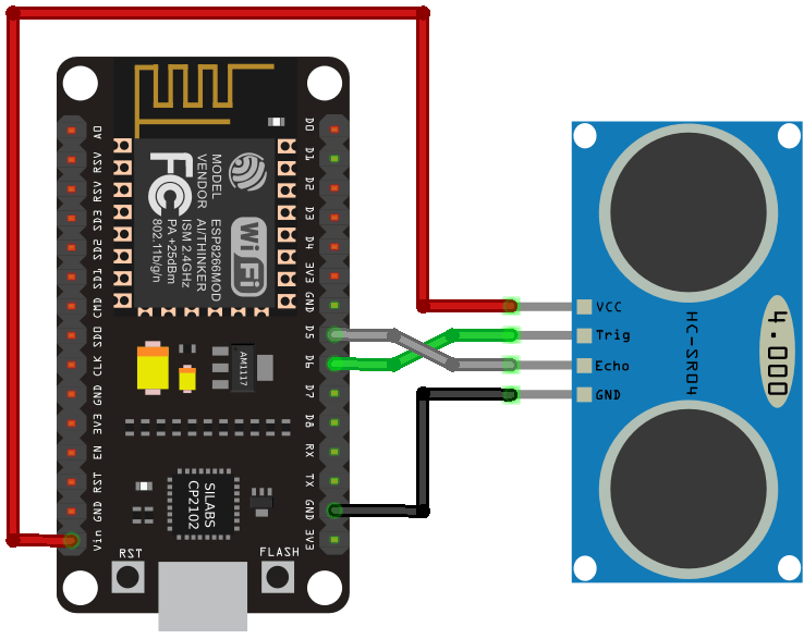 ESP32 Wiring Ultrasonic Sensor Diagram