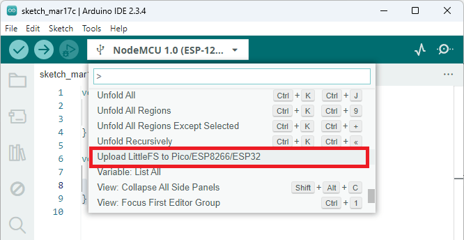 ESP8266 Upload Filesystem Image