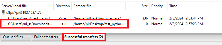 File moved successfully from PC to Raspberry Pi